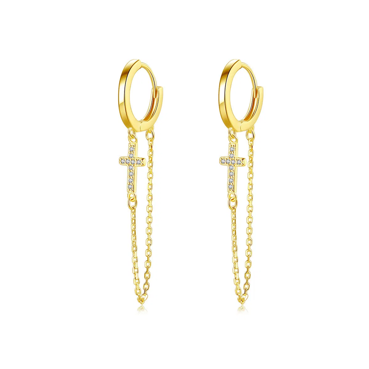 Ohrringe Temperament Persönlichkeit Zircon Cross Tassel
