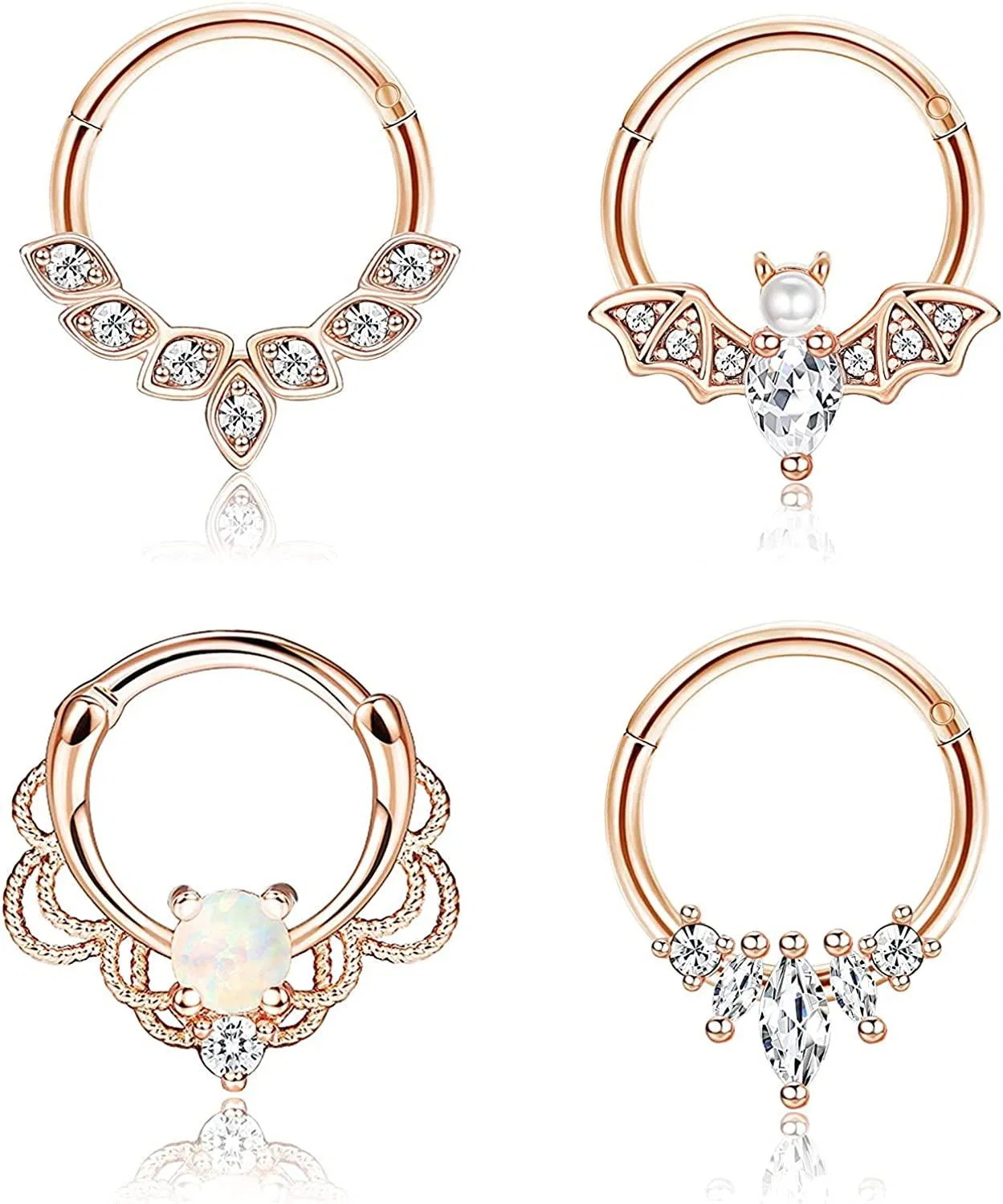 16G Septum Ringe Süße Opal Knorpel Ohrringe Chirurgische Nasen Ringe Hoop Tragus Helix Rook Daith Bat Jewel Zentrum Hinge Ring für Ohr Nasen Piercing Schmuck