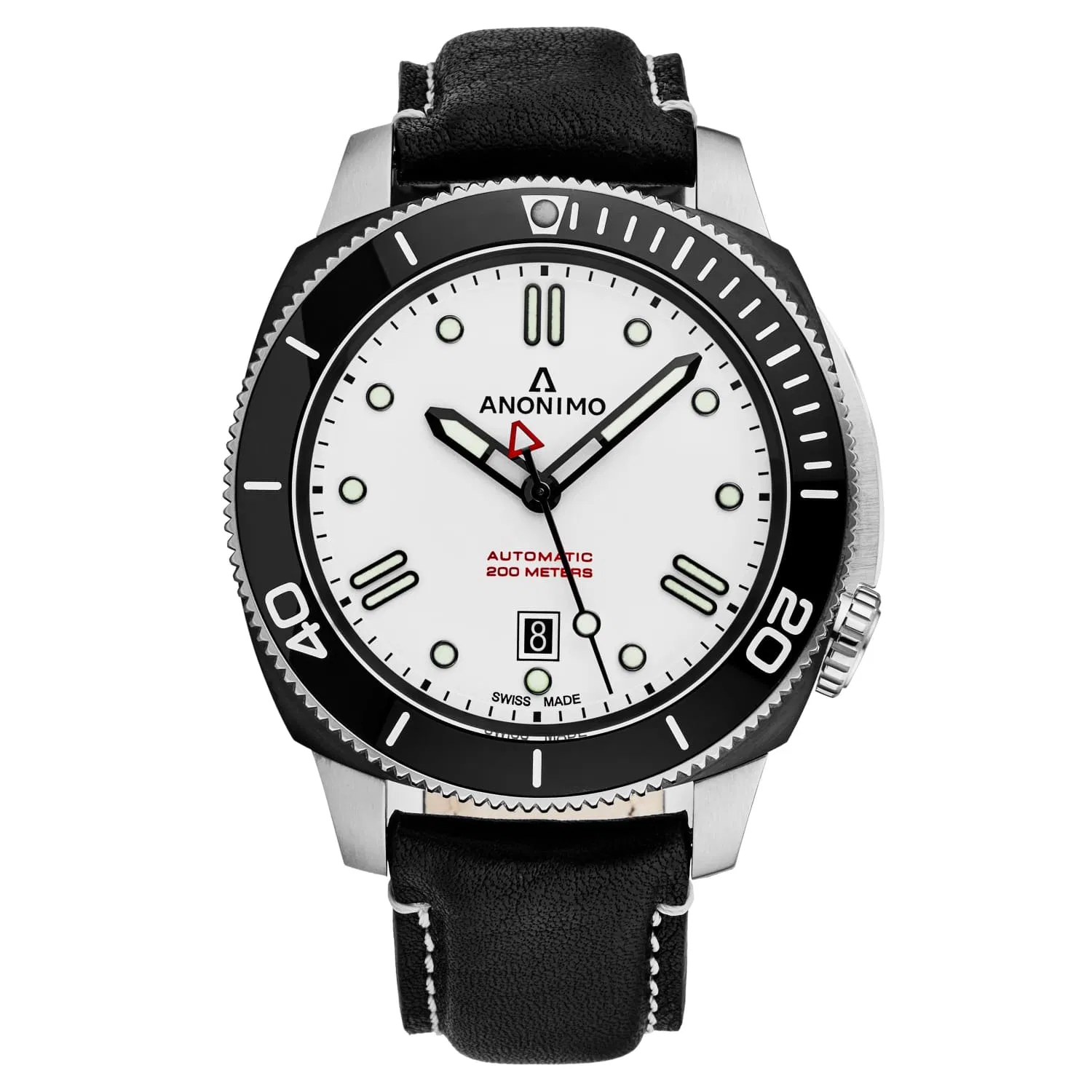 Anonimo Herren AM-1002.05.003.A05 'Nautilo' Weiß Zifferblatt schwarzes Lederriemen Automatische Uhr