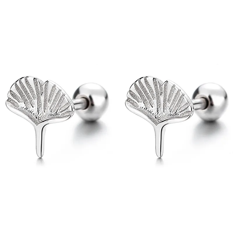 Aprikose Blatt Thread Stud Ohrringe Frauen Sterling Silber Mode