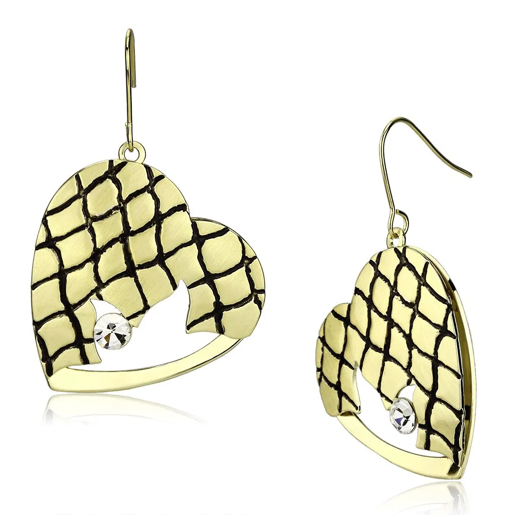 LO2688 - Matte Gold & Gold-Eisen - Ohrringe mit Top-Grade - Kristall in Clear