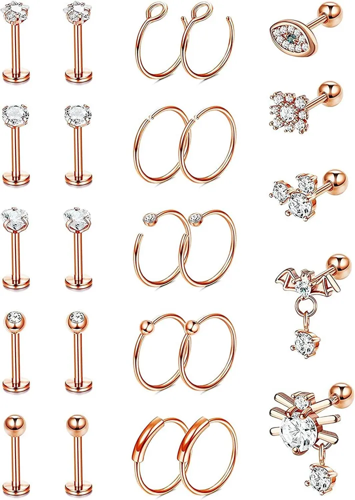16G Knorpel Ohrringe Stud Hoop für Frauen Männer Tragus Stud Ohrringe Chirurgische Vorwärts Helix Ohrringe Hoop Conch Piercings Schmuck
