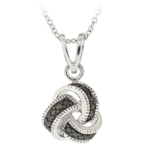 Schwarzer Diamant Akzent Liebe Knoten Halskette
