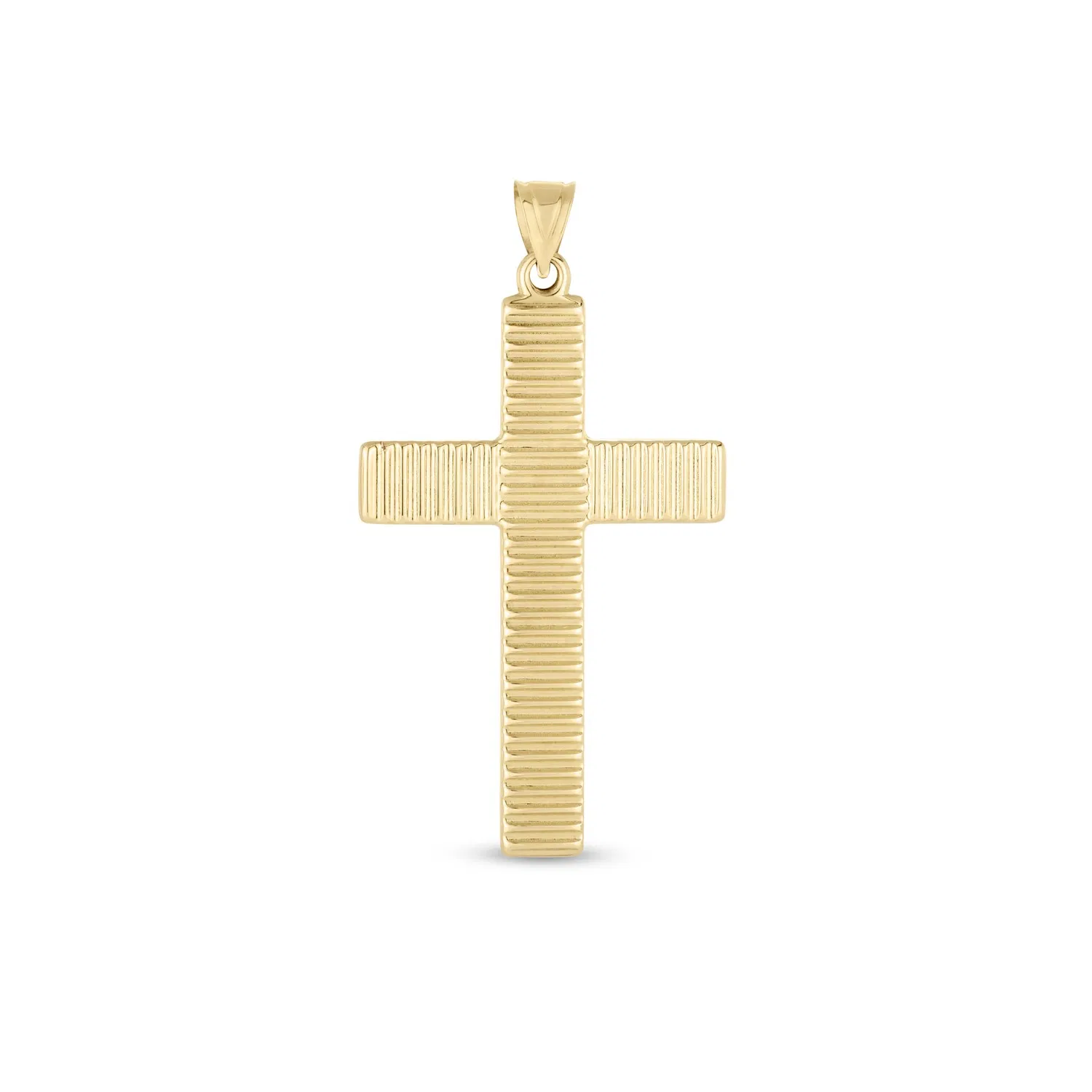 14 Karat Gelbgold High Polish Textured Streifen Anhänger