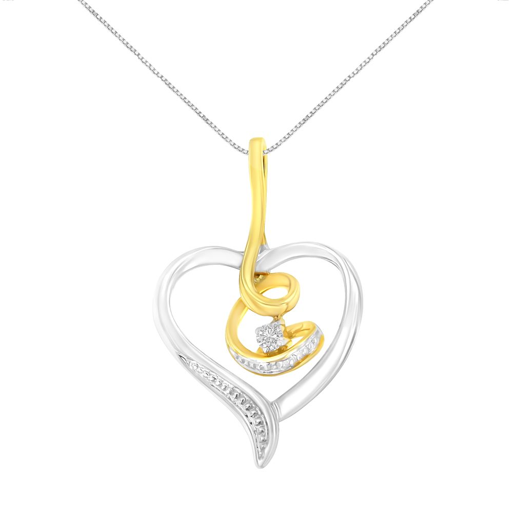 Espira 10K Zwei-Ton Gelb & Weißgold .03 Cttw Diamant-Akzent Round-Cut Diamant Swirl Open Heart 18