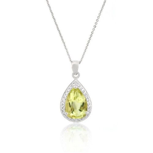 Sterling Silber 4,55ct. TGW Lime Quarz & CZ Pear Shaped Pendant