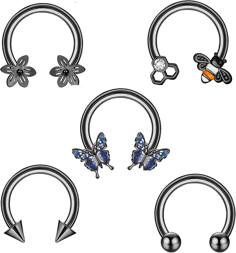 5PCS Septum Ringe für Frauen Männer 16G Hufeisen Edelstahl Septum Piercing Schmuck Tragus Daith Rook Helix Piercing Set