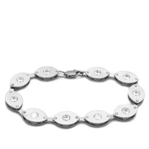 LO2011 - Matte Rhodium & Rhodium Brass Armband mit AAA-Klasse CZ in Clear