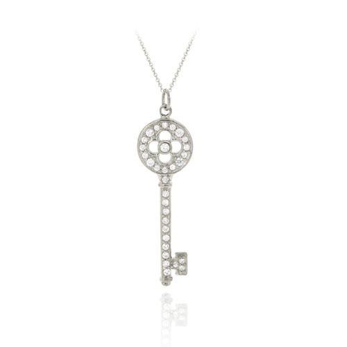 Sterling Silber Designer inspiriert CZ Schlüssel Anhänger