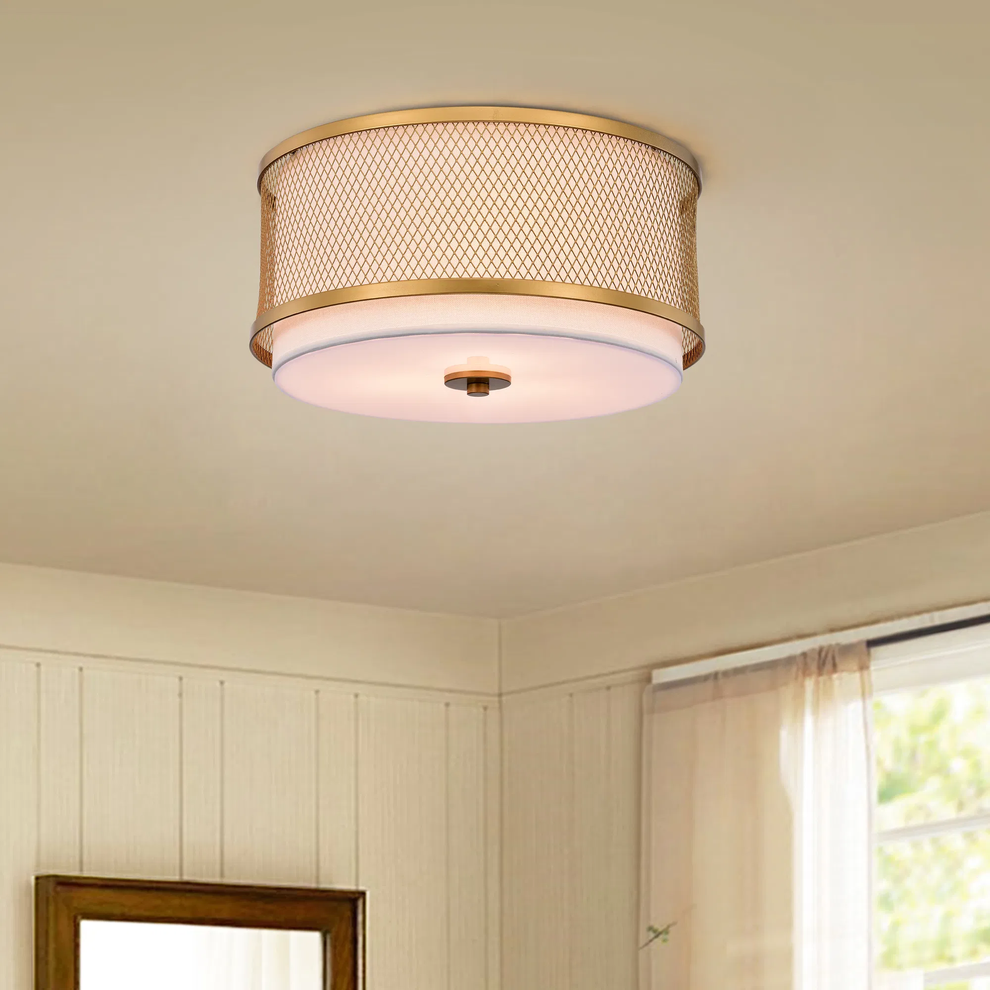 Julu Gold Semi-Flush Drei Licht Semi-Flush Mount Kronleuchter