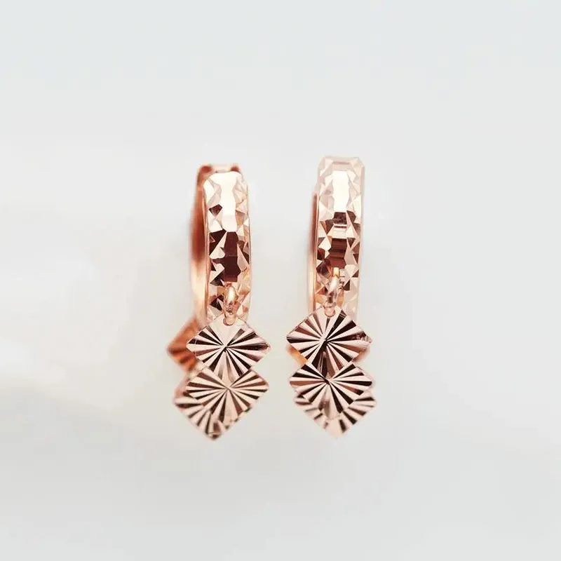Kamasana Russland 585 Purple Gold Quadrat Ohrringe Rose Gold