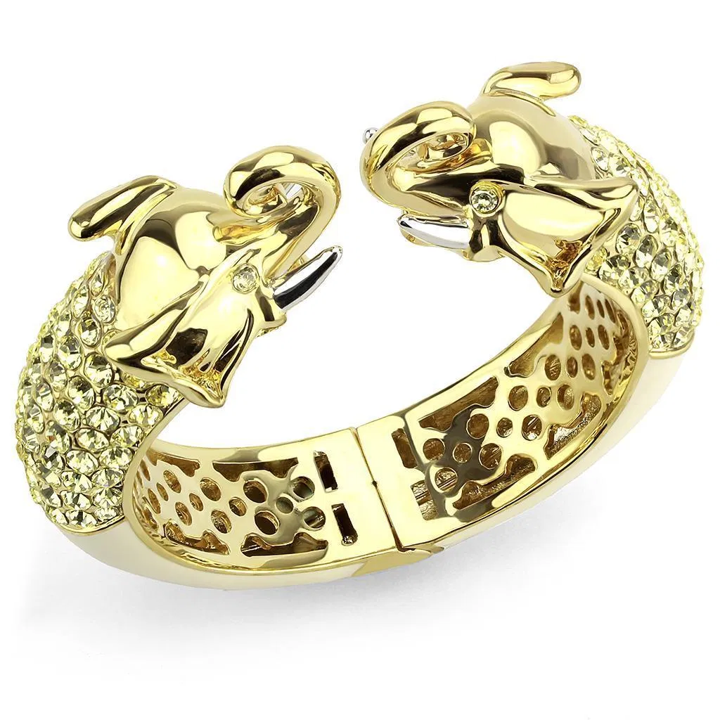 LO4334 - Gold + Rhodium Brass Armband mit Top-Grade - Kristall in Citrine Gelb