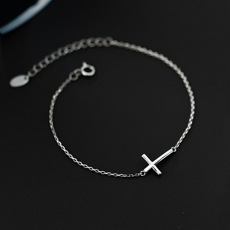 S925 Silber Faced Cross Armband koreanische Version