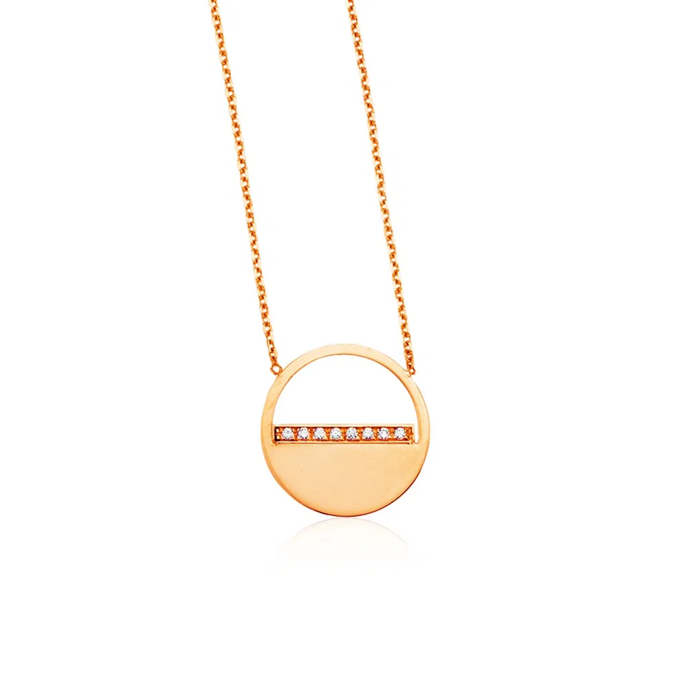 14 Karat Rose Gold Circle Kette mit Diamanten