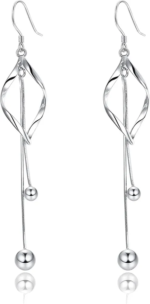 925 Sterling Silber Tassels Ohrringe für Frauen Twist Wave Drop Ohrringe Hypoallergen