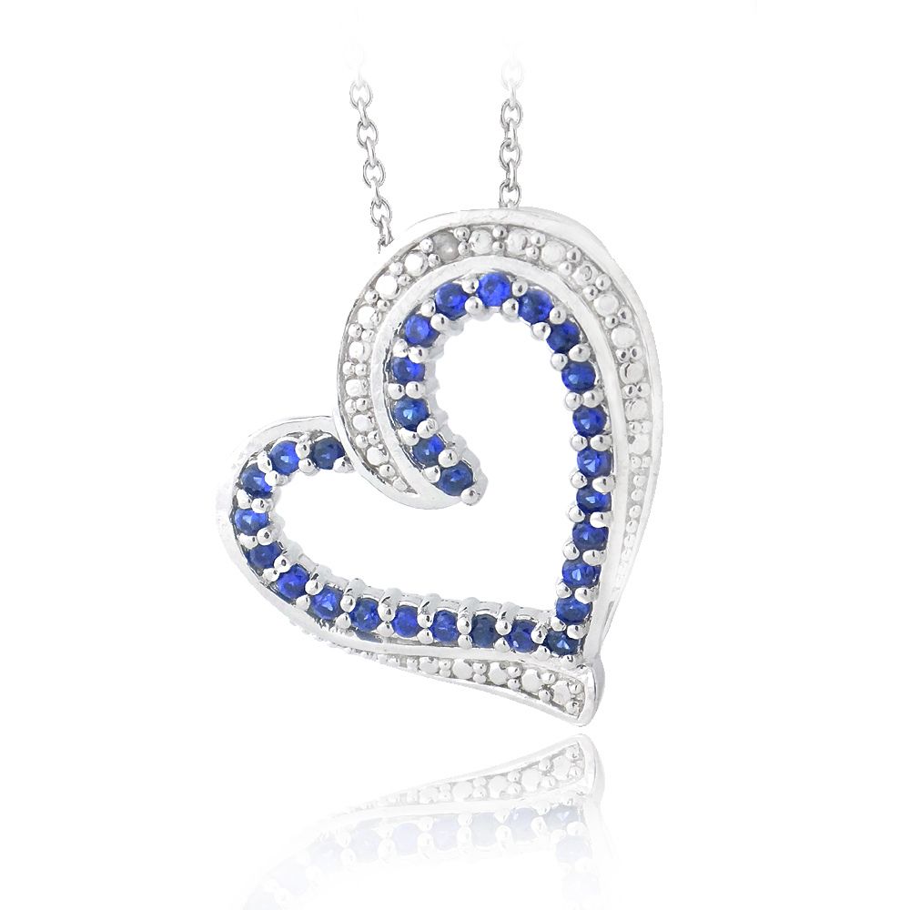 Sapphire & Diamond Accent Floating Heart Necklace erschaffen