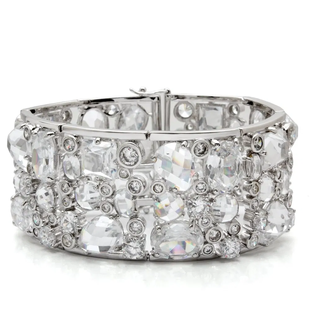 LO1456 - Rhodium-Brass - Armband mit AAA-Klasse CZ in Clear