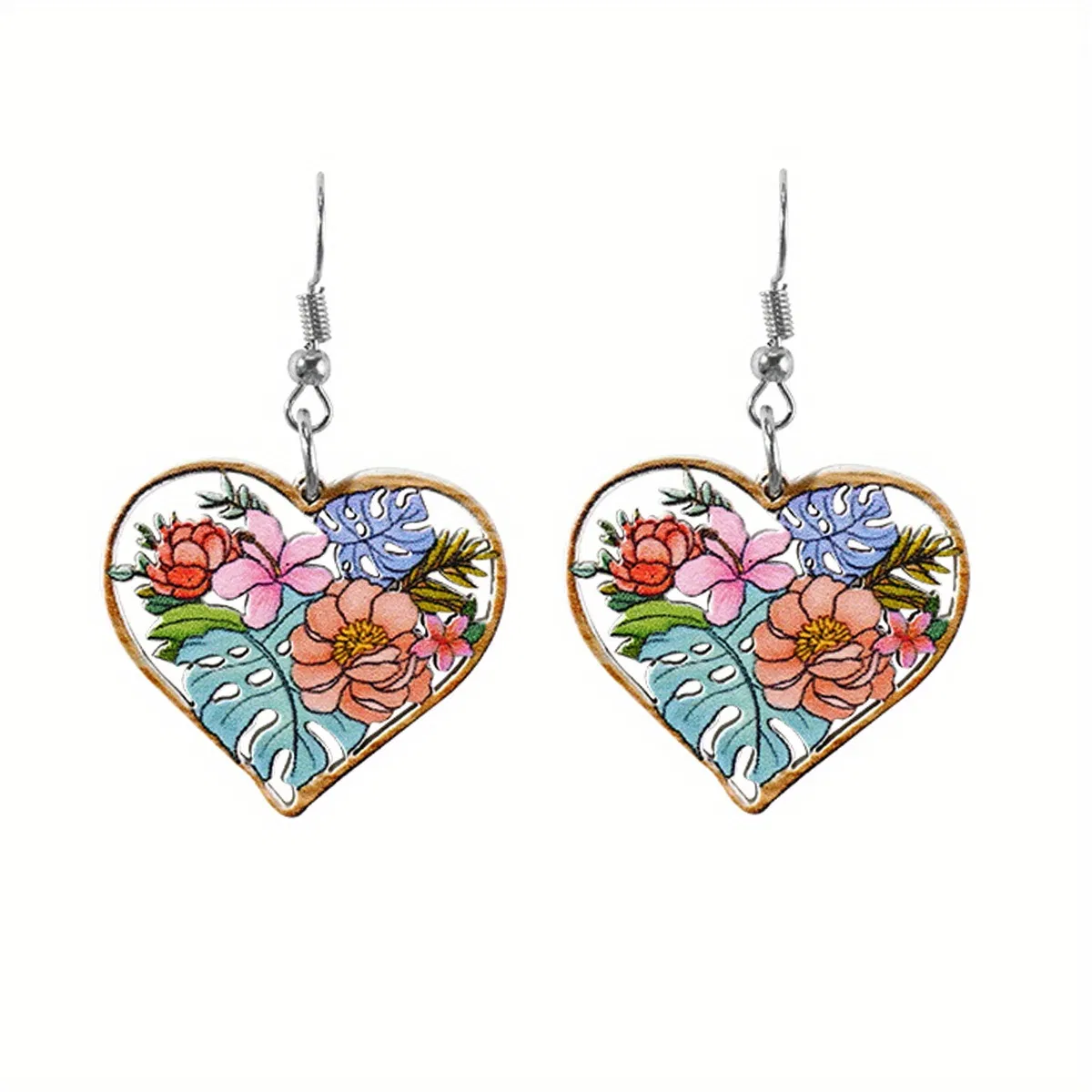 Makersland Teen Kids Ohrringe, Multicolor Peach Herzen Anhänger Schmuck Geschenk Ohrringe für Jugendliche und Kinder