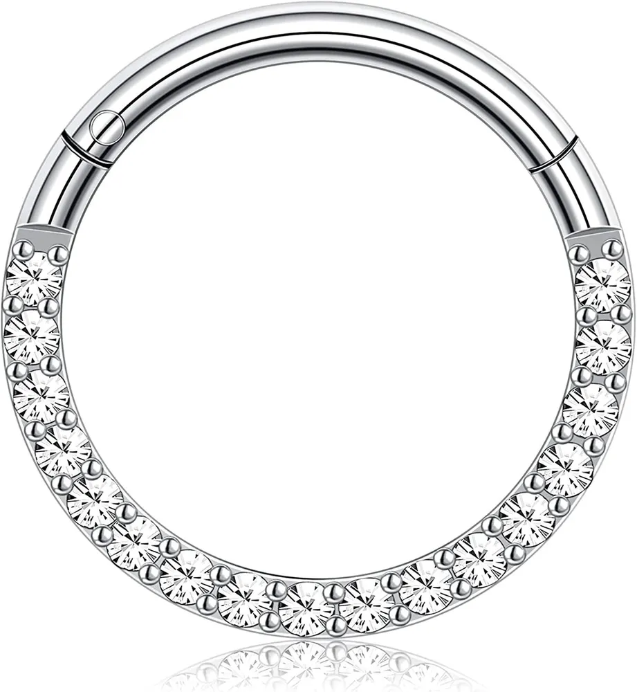 316L Edelstahl Nasenringe Septum Hoop Hinge Segment Ring Opal CZ 16G Knorpel Ohrringe Hoop Septum Clicker Daith Helix Tragus Conch Rook Ohrringe Body Piercing Schmuck