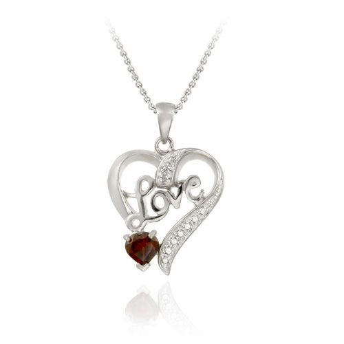 Sterling Silber Garnet & Diamant Akzent