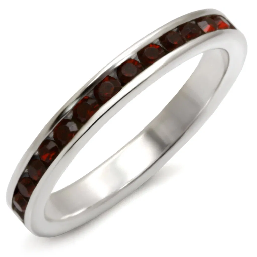 35137 - Hochpolierter 925 Sterling Silberring mit Top-Grade - Kristall in Granat