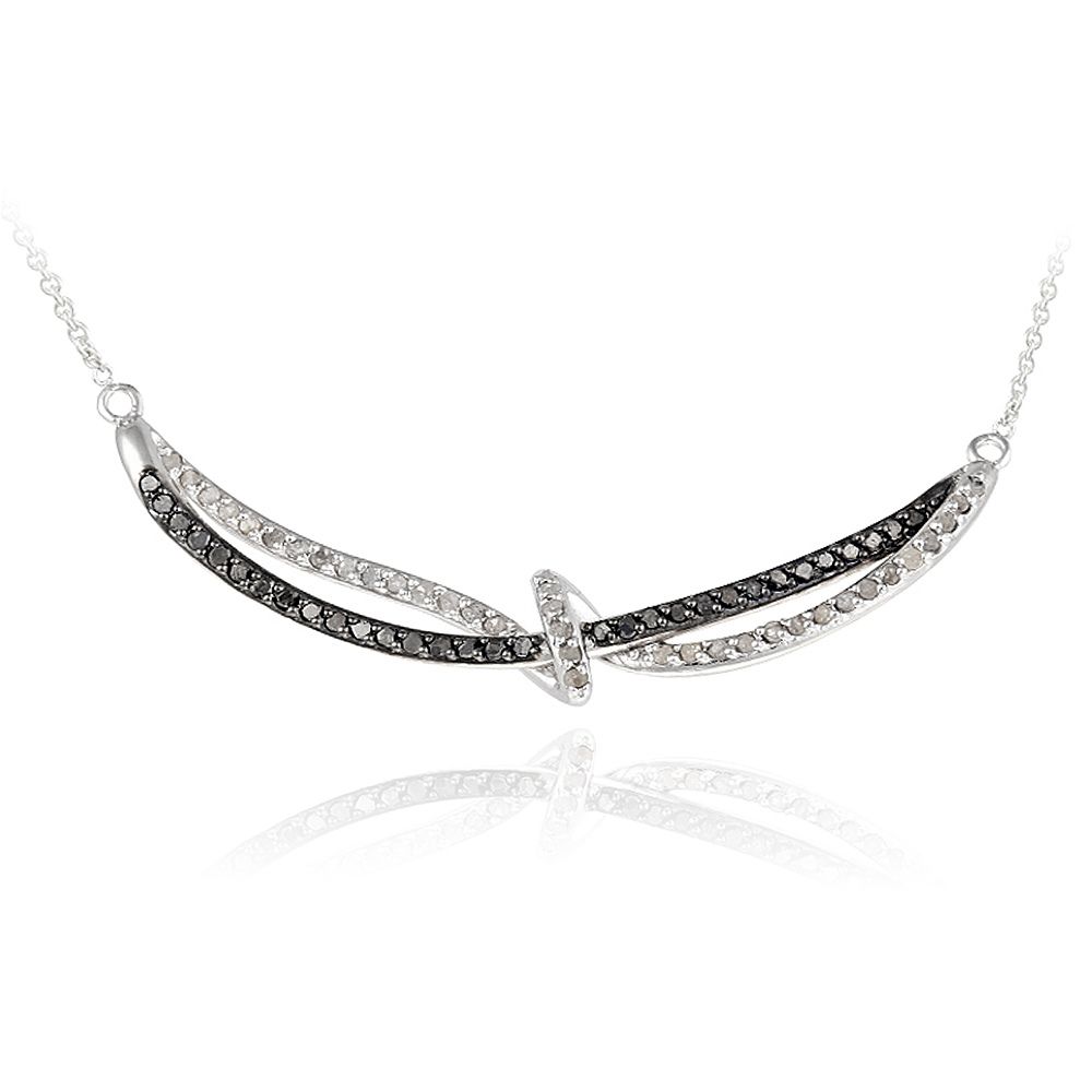 3/4ct Schwarz & Weiß Diamant Twist Halskette
