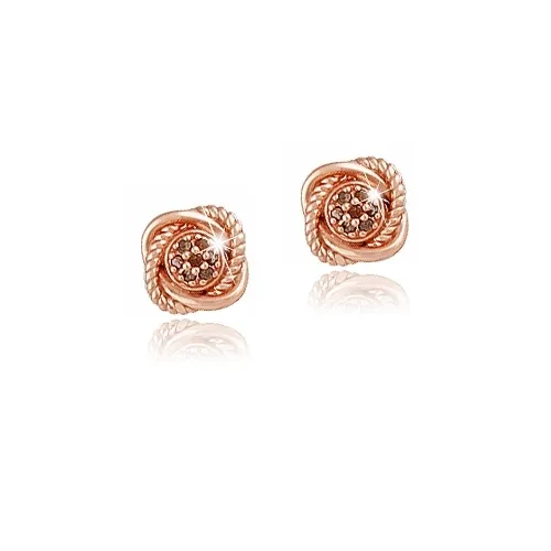 18 Karat Rose Gold über Sterling Silber 1 / 7 Karat Red Diamond Love Knot Stud Ohrringe