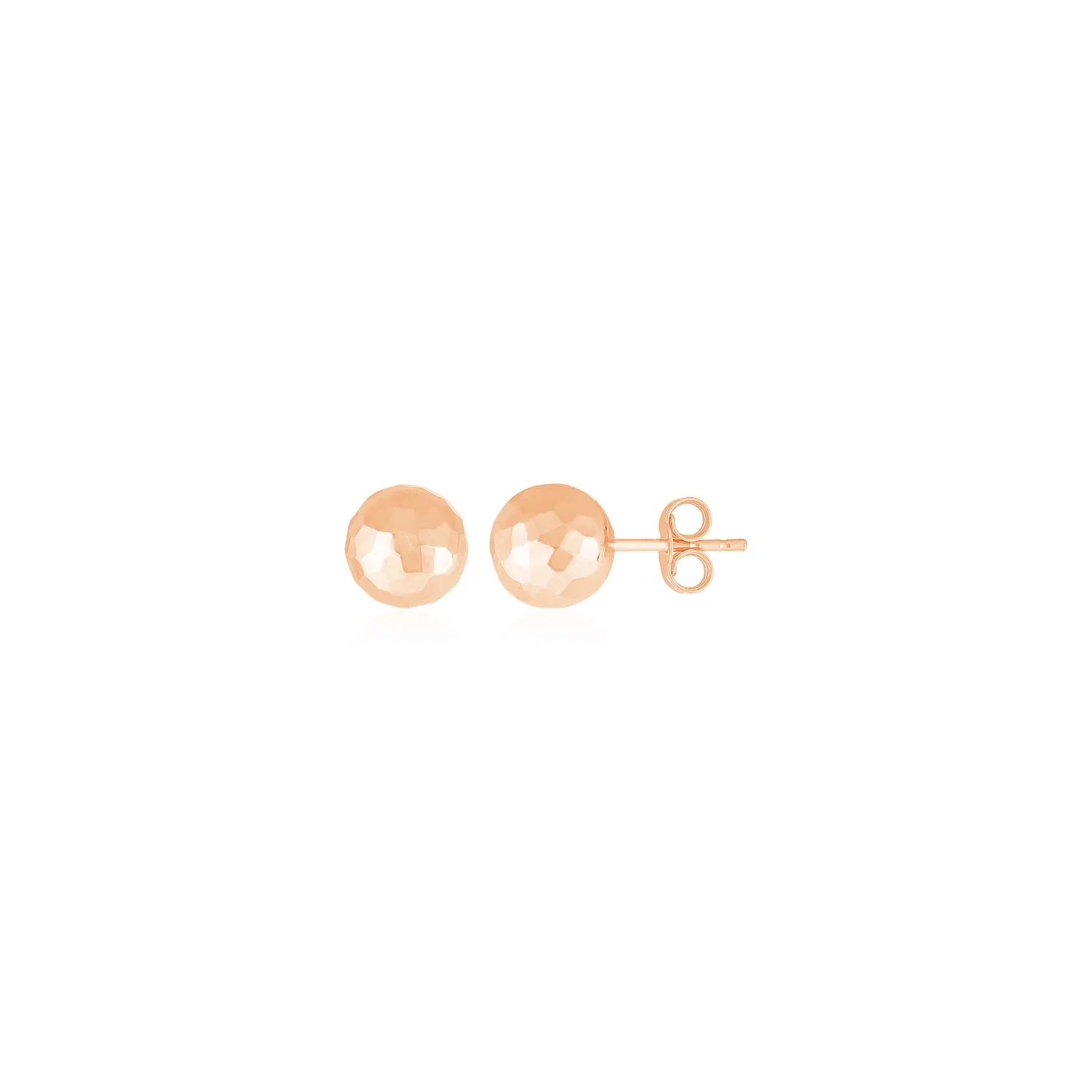 14 Karat Rose Gold Ball Ohrringe mit facettenreicher Textur (7 mm)