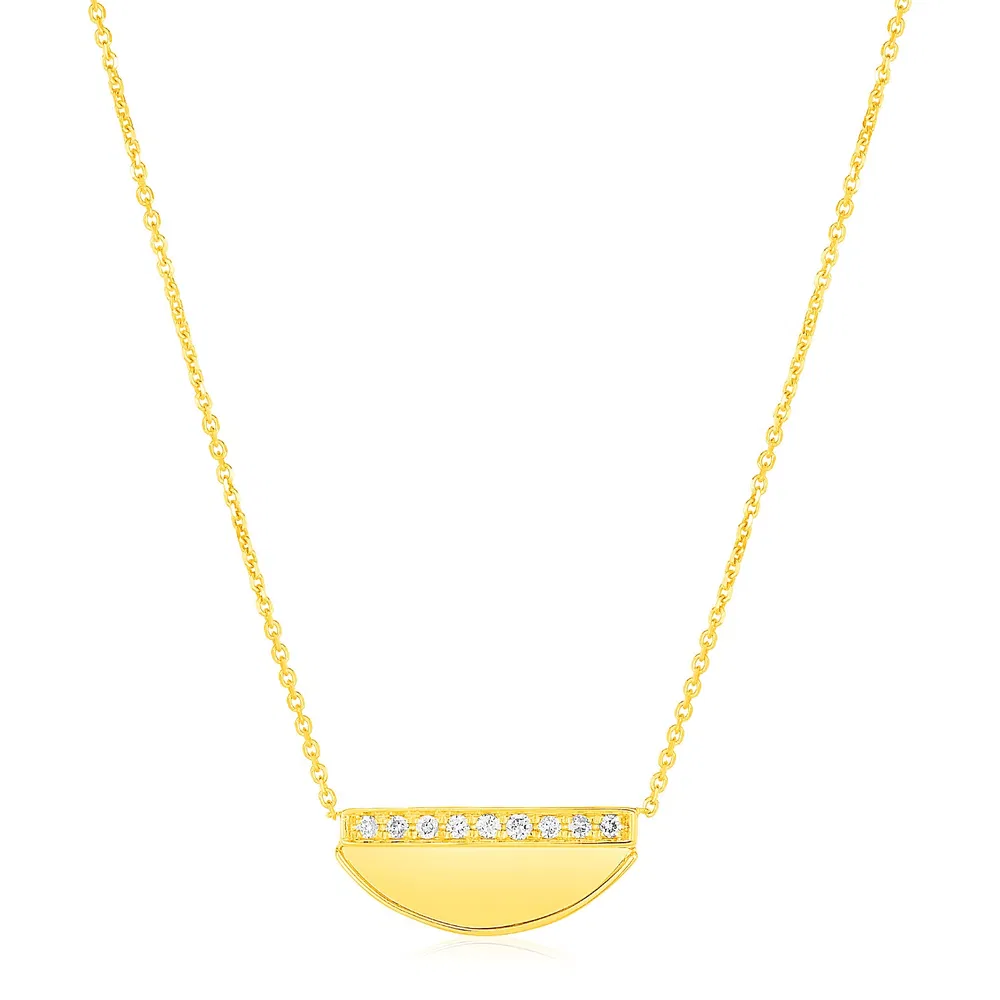 14K Gelbgold Halbmond Halskette mit Diamanten