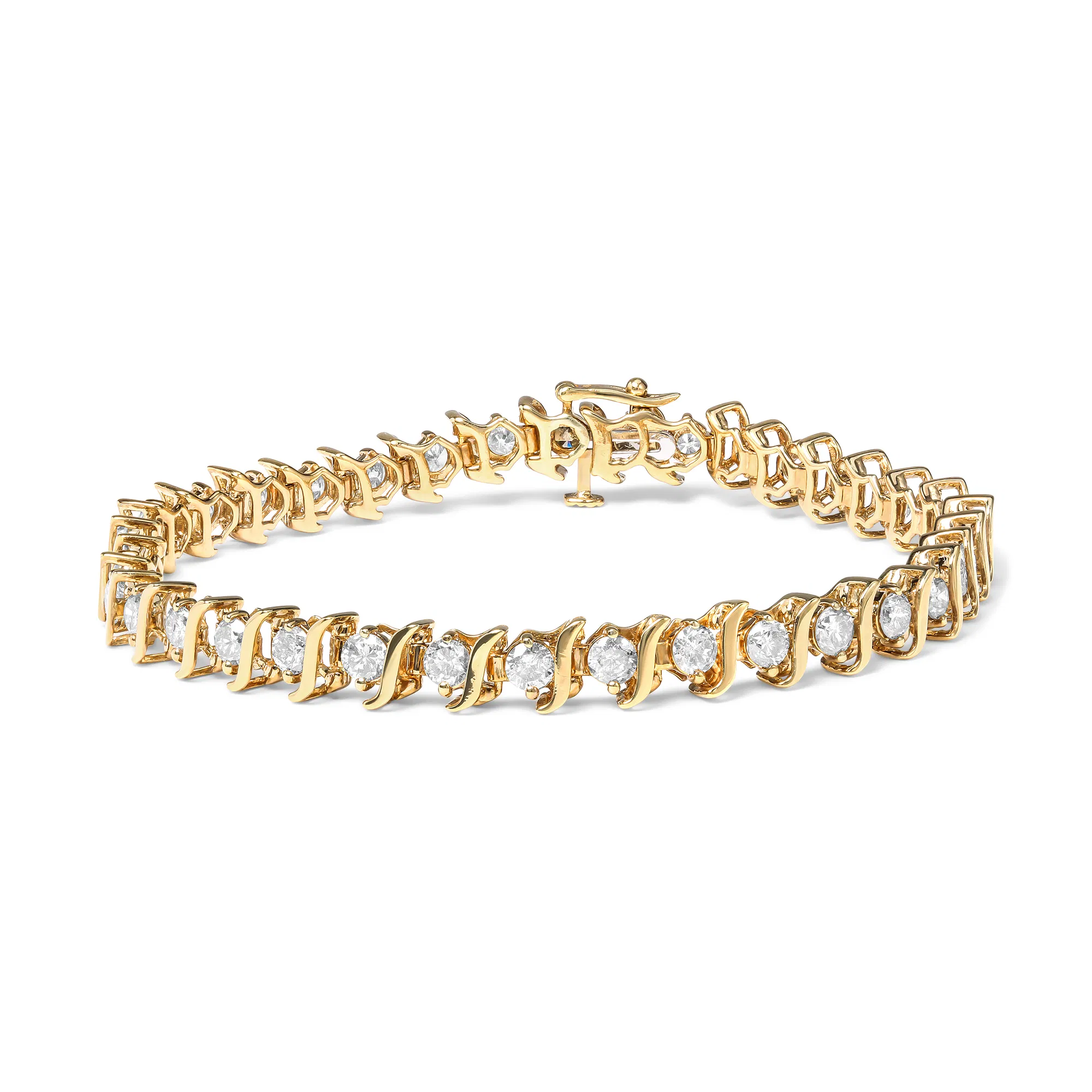 10 Karat Gelbgold Plated .925 Sterling Silber 5,00 Cttw Diamant S-Link Armband (K-L Farbe, I2 - I3 Klarheit) Größe 7,25