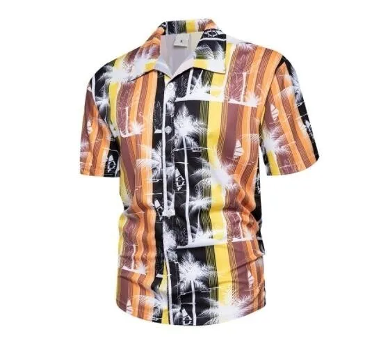 Männer Print Beach Hawaiian Short Sleeve Shirt