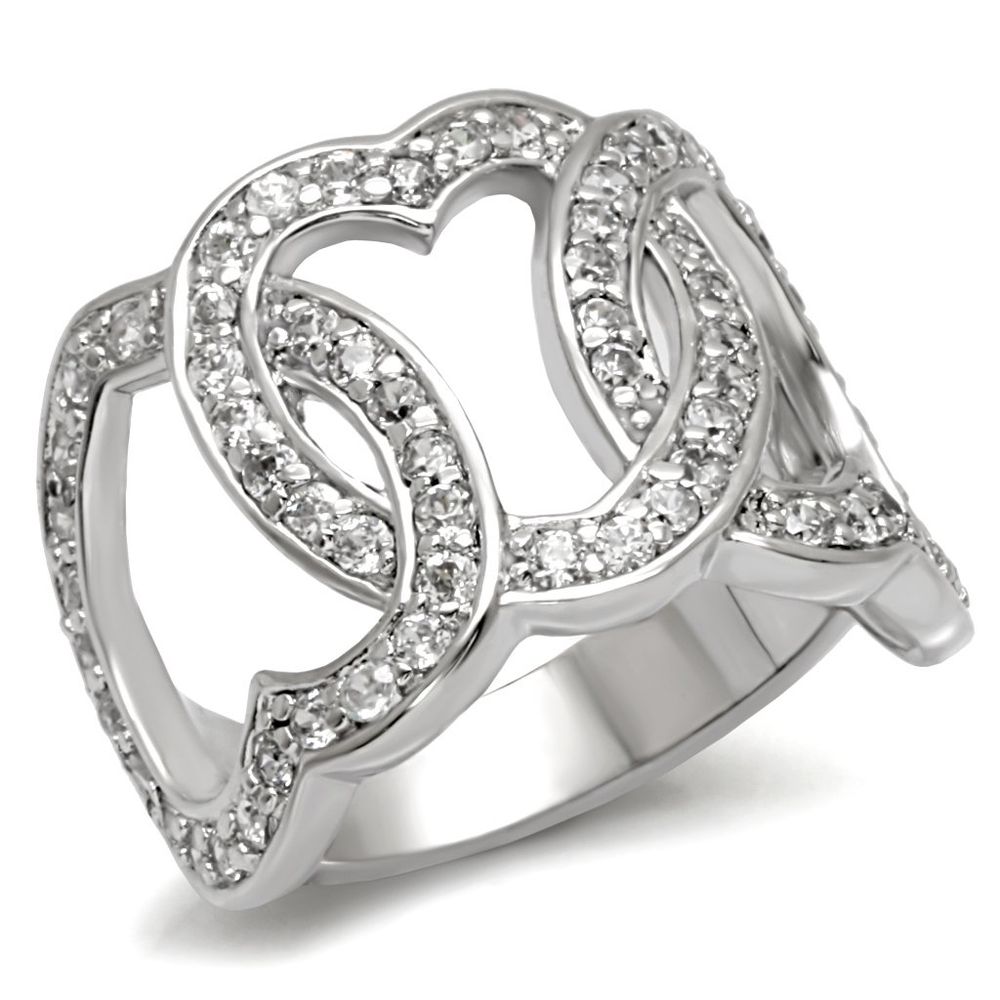 7X014 - Rhodium-Messing - Ring mit AAA-Klasse CZ in Clear