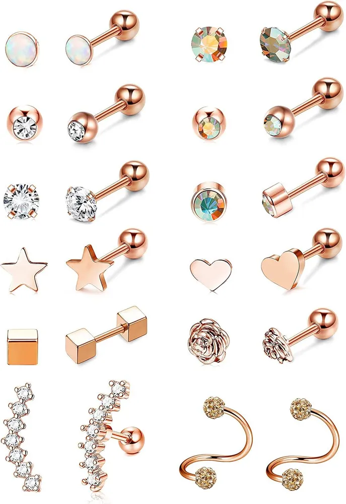 11 Paare Edelbarbell Ohrring für Männer Frauen Knorpel Helix Ohr Piercings Tragus Ball Studs