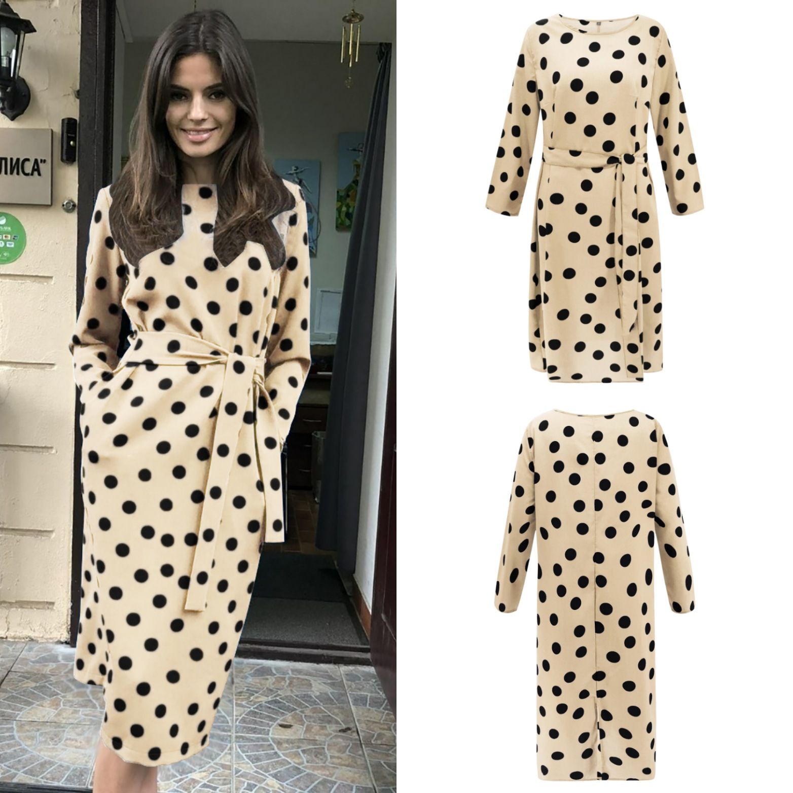 Hot Spring und Sommer Damen Kleidung Dot Waist Strap Kleid