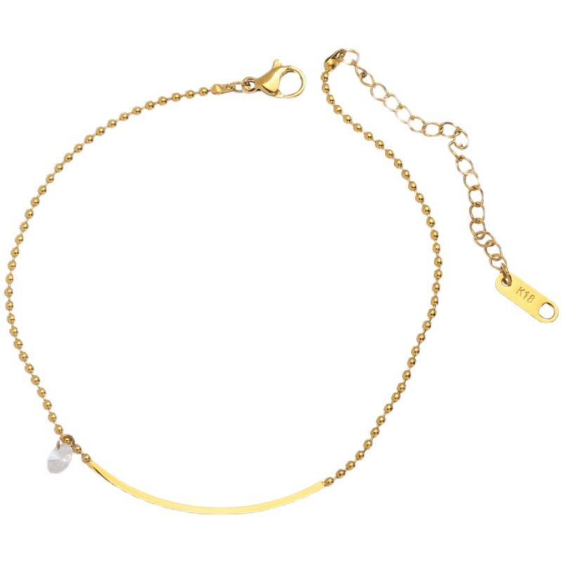 New Damen 18K Gold Ankleß Smile Zircon Simple