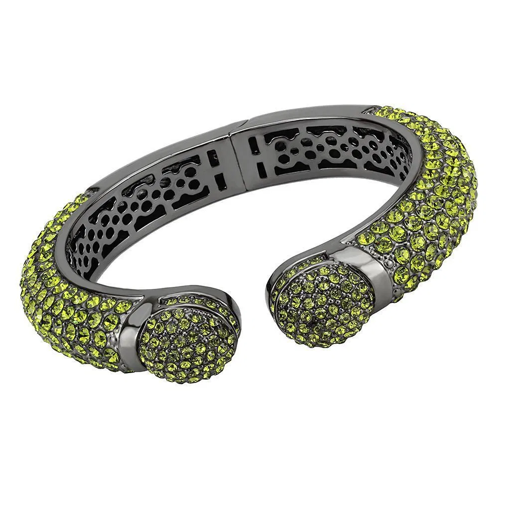 LO4314 - TIN Cobalt Schwarz Brass Armband mit Top-Grade - Kristall in Peridot
