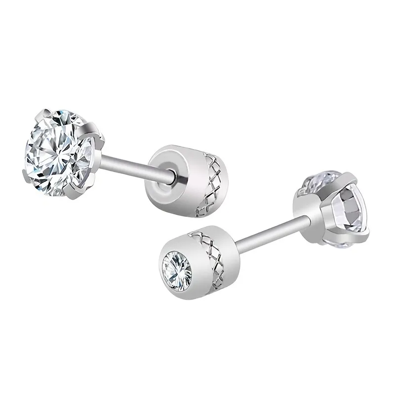 1 Paar Titan-Stahl - Ohrringe für Männer; Sauber Zirkon-Ohrringe Schmuck