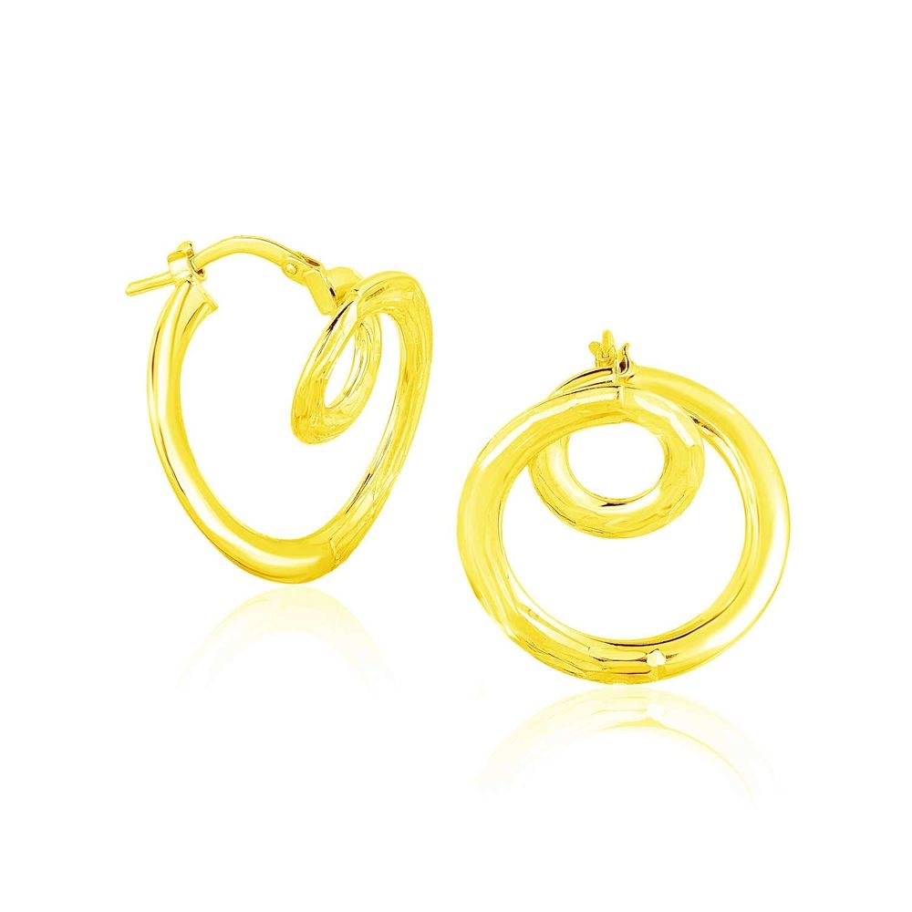 14 Karat Gelbgold Textured Coil Style Hoop Ohrringe