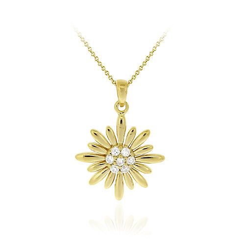 18 Karat Gold über Sterling Silber CZ Blumen Anhänger