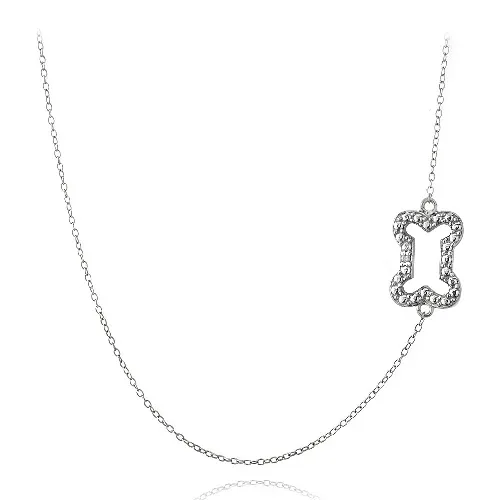 Sterling Silber Diamant Akzent Hund Knochen Kette Halskette