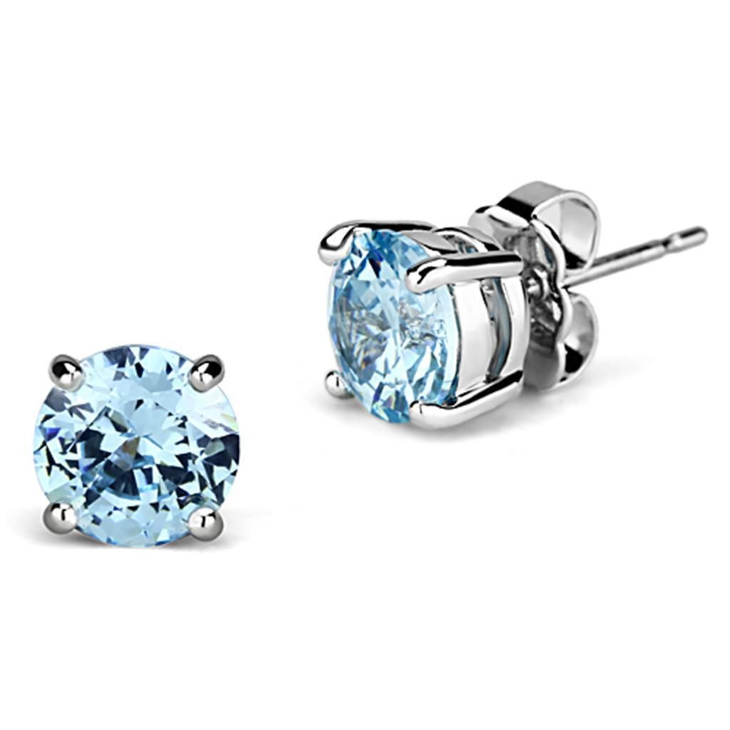 3W546 - Rhodium-Messing - Ohrringe mit AAA-Klasse CZ in Meerblau