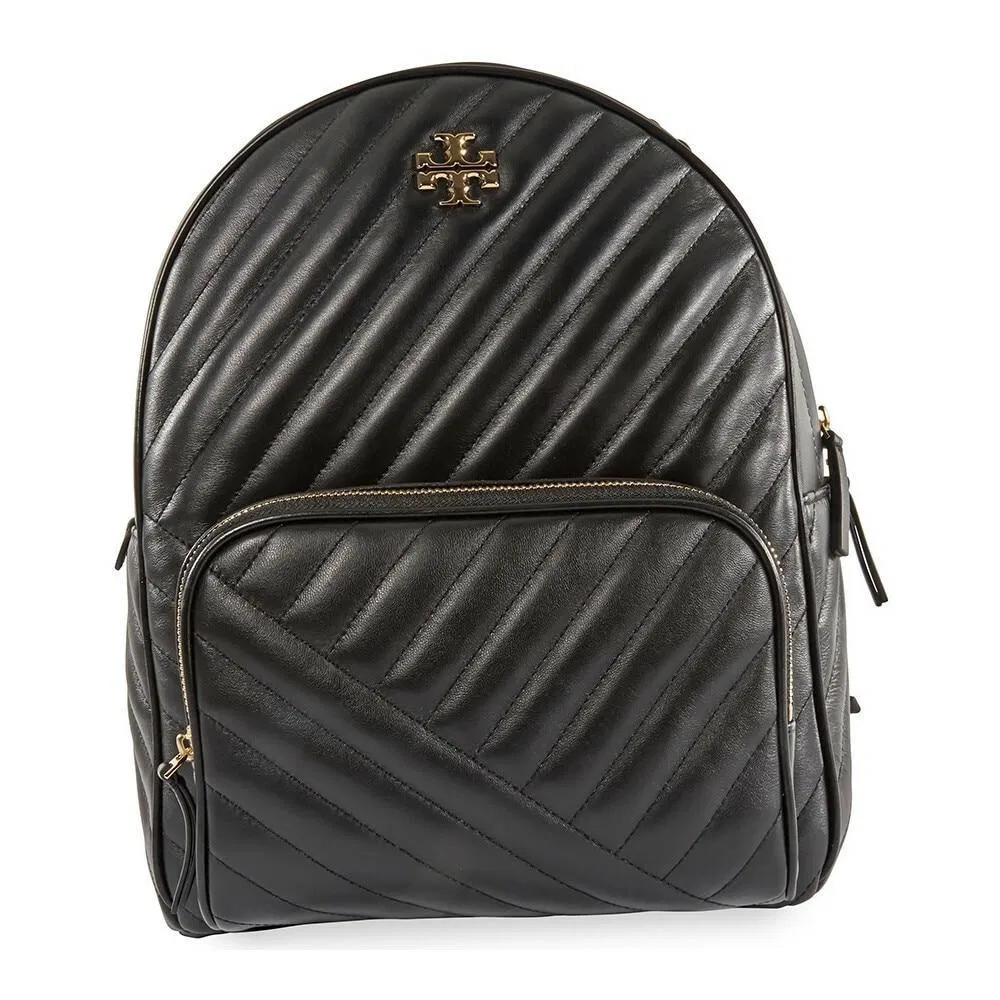 Tory Burch Kira Zip-Around Chevron schwarzer Leder Rucksack