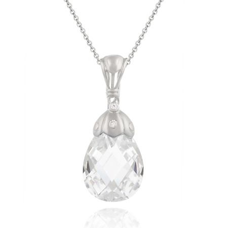Sterling Silber 9ct CZ Briolette Tränentropfen Anhänger