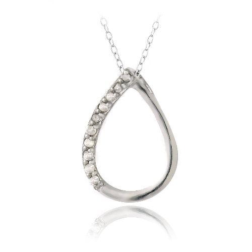 Sterling Silber 1 / 10ct Diamant Open Teardrop Halskette