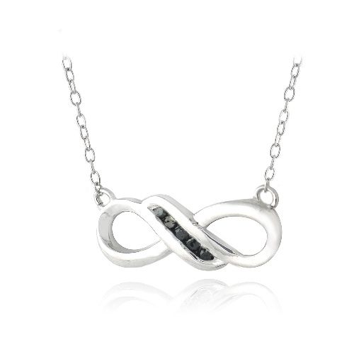 Sterling Silber Schwarz Diamant Infinity Twist Halskette