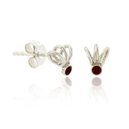 Sterling Silber Rot Rhinestone Swirl Mini Stud Ohrringe