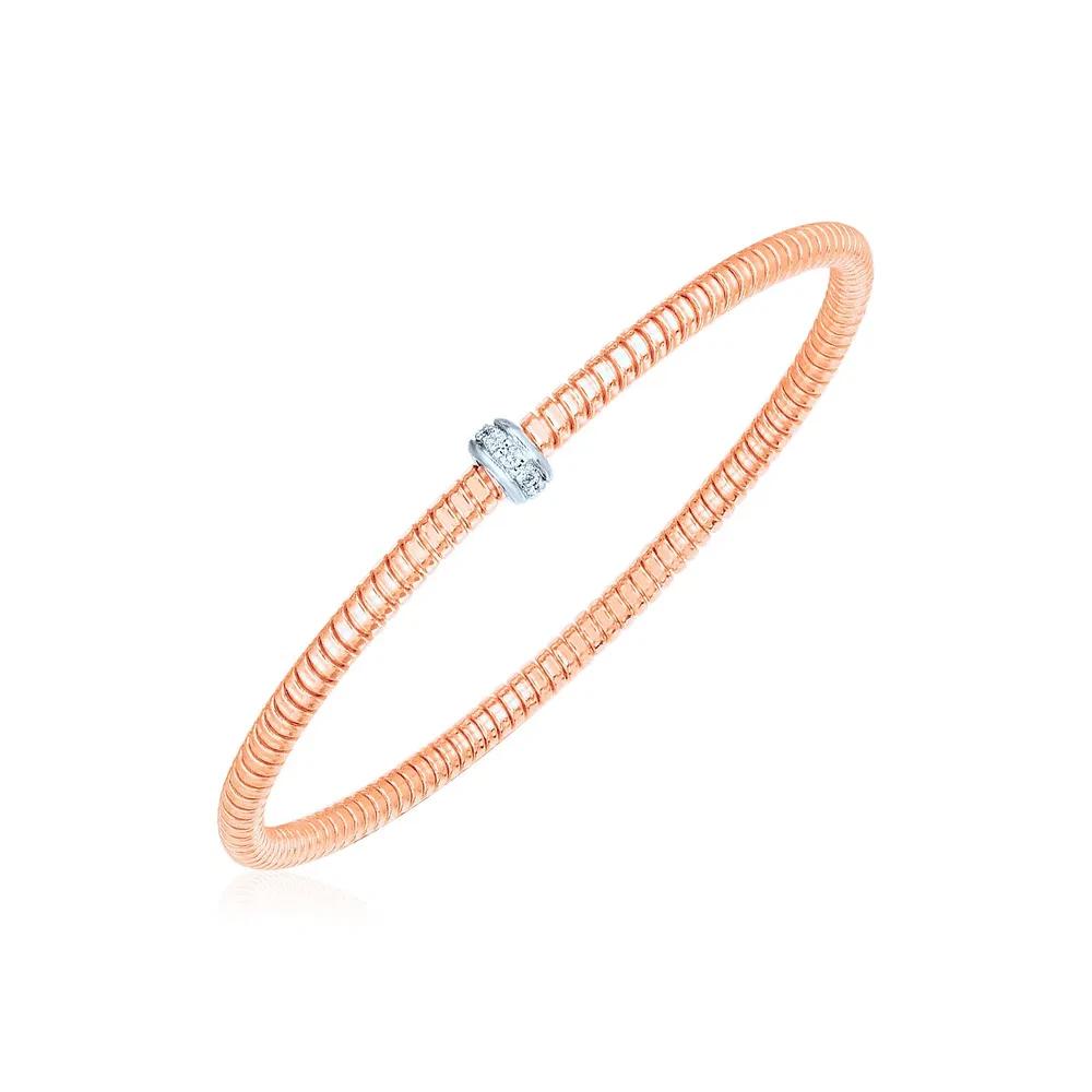 14 Karat Rose Gold Stretch Armband mit Diamanten