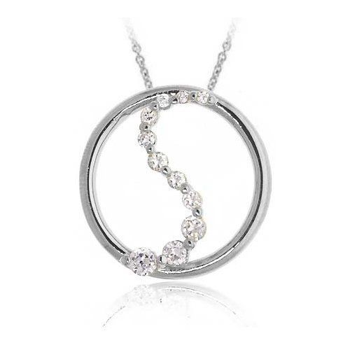 Sterling Silber CZ Journey Circle Halskette, 18