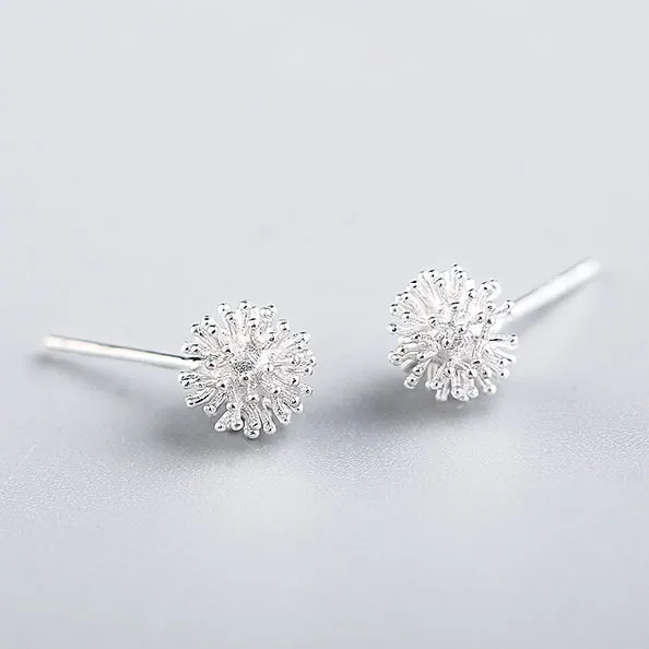 S925 Tremella Stud Weiblich Runde Kugel Blume Kern Stud Dandelion Stud Weiblich