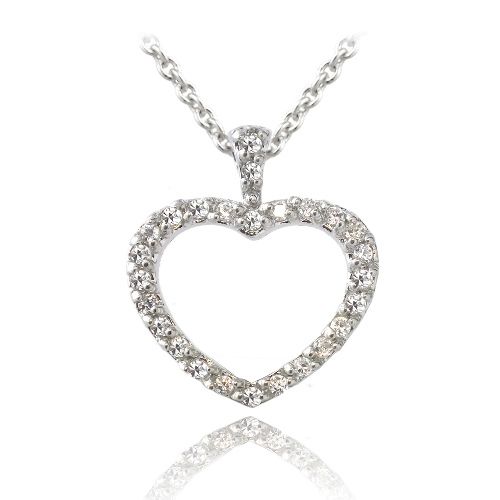 Zirkonia Ice Sterling Silber Open Heart Halskette, hergestellt mit Swarovski Zirkonia
